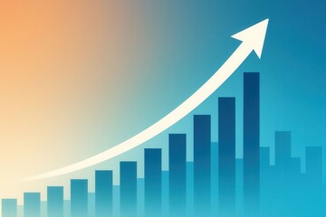 Growth Chart Illustration with Ascending Bars and Arrow Symbolizing Success