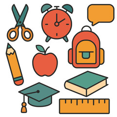  School Supplies Vector Set