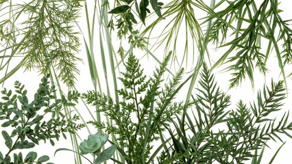 Fototapeta premium Greenery mix on white background