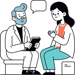 Doctor Consulting Patient – Medical Cartoon Illustration
