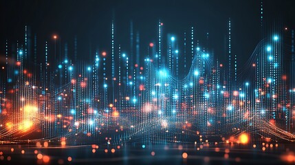 Futuristic city skyline with digital data overlay (2)