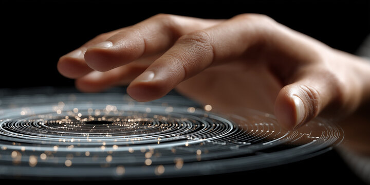  Palm emits segmented light rings visualizing AI decision funnel stages.
