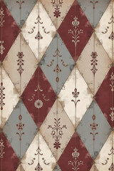 Vintage red and cream mate surface tiles design wall