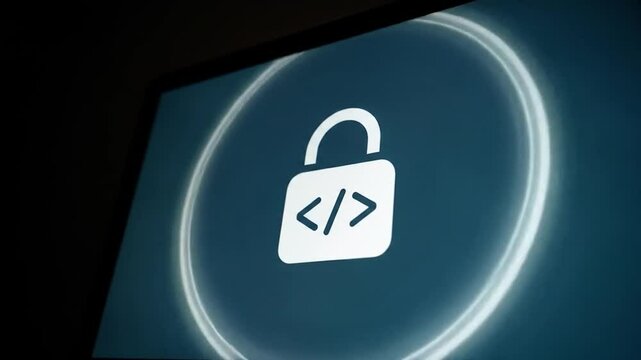 Secure Code Development and Cybersecurity Lock Icon