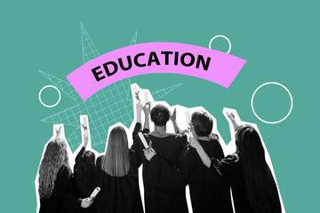 Trend artwork composite banner photo collage of education banner college diploma study university...
