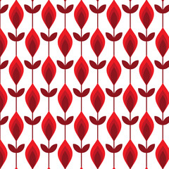 Seamless abstract vector pattern. Stylized, abstract image of a flower in red tones on a white background.
