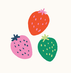 Handdrawn Abstract Fruit Strawberry Illustration