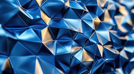 Abstract geometric textured wall, metallic blue and gold, intricate pattern