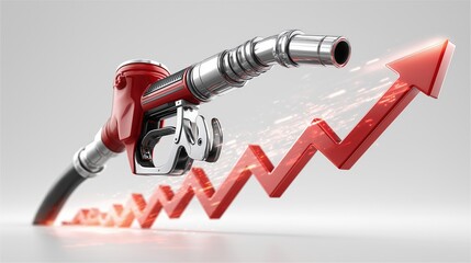 Rising Fuel Costs: A realistic depiction of a fuel nozzle intertwined with a graph, symbolizing the surging prices of energy.