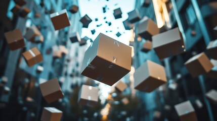 3d cubes abstract flying shapes modern technology digital art geometric background futuristic design composition