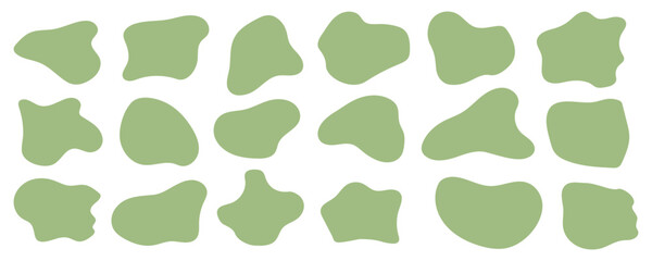 Blob shapes collection. Organic shapes green abstract fluid forms random blobs. Design elements isolated. Vector illustration.