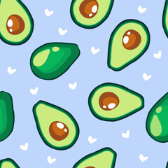Healthy food. Avocado print Seamless avocado pattern for textiles, prints, clothing, blanket, banner, and more.
