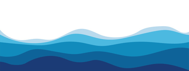 Blue sea wave background. Ocean abstract waves lines wallpaper. Layered sea waves. Vector illustration.