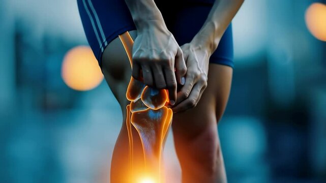 Visualizing an ACL tear with emphasis on knee instability and swelling, providing a conceptual representation of common orthopedic injuries for educational purposes