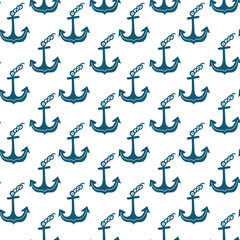 Seamless vector pattern featuring nautical anchors on a white background ideal for marine-themed designs and decor