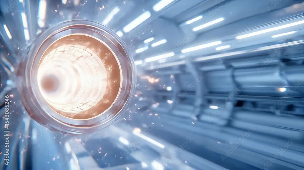 Aufkleber futuristic tunnel with abstract design illumination and smooth metallic surface