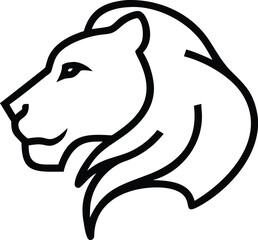 Lion's head in a minimalist line art shows the majestic animal's powerful profile