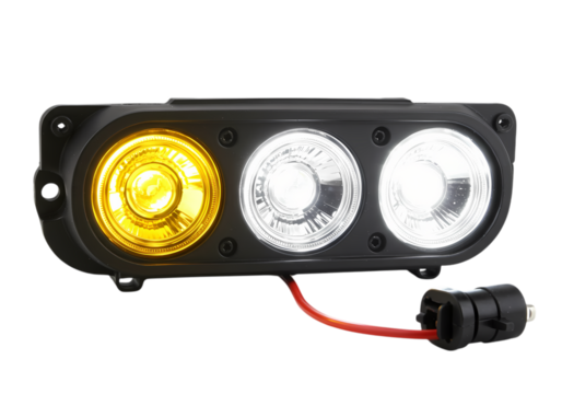 TripleFunction LED Light Fixture Amber White and Clear Illumination isolated on transparent baackground