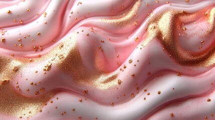 Abstract pink and gold textured fabric waves
