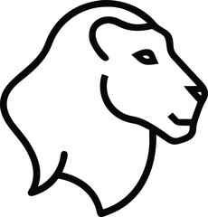 Bold single stroke defines the fierce lion head in side view gracefully