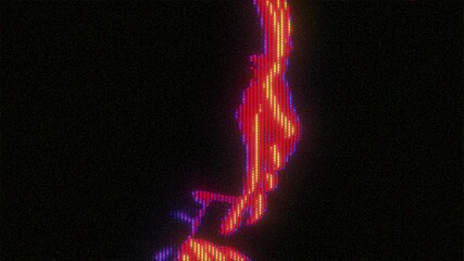 4K Stylized neon face and hand silhouette with red-purple glow, CRT scanlines and pixel flicker, glitch effect for motion graphics overlay, screen mode, vaporwave identity and cyberpunk visual - Powered by Adobe