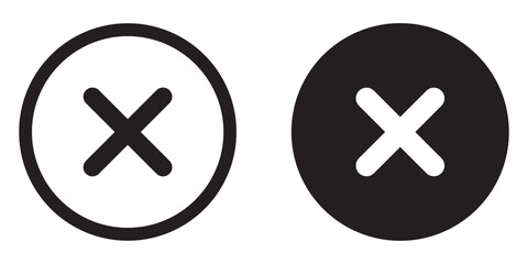 Red cross sign set. Wrong mark collection. Red cross X symbol. Red grunge X icon. Stock vector.