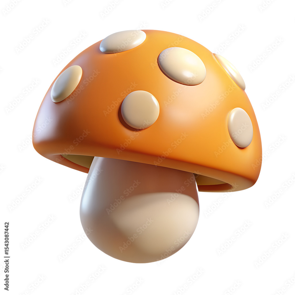 Poster mushroom icon 3d rendering isolated on white background