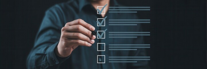 Person marking items on a checklist.