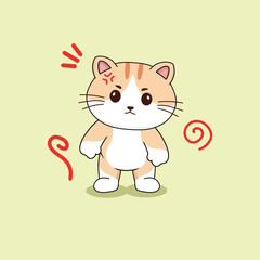 Cute angry cat pose vector handdrawn illustration