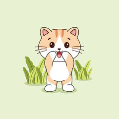 Hand drawn Cartoon Cute Cat Illustration