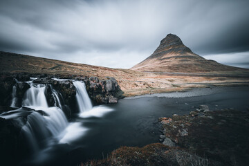kirkjufell mountain and waterfall in iceland