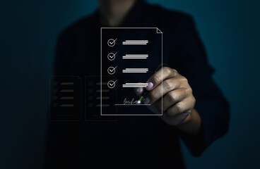 Business people use computers to upload documents from folders to manage online document databases...