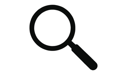 Simple black magnifying glass icon illustration