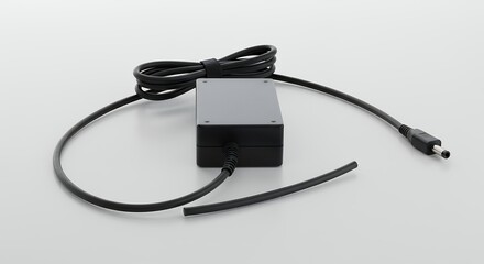 Fototapeta premium Black power adapter isolated on white background