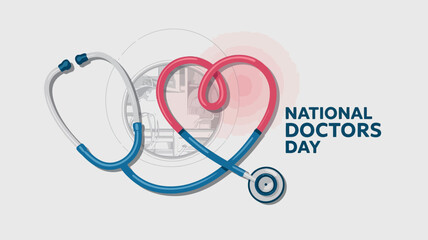 National Doctors Day Vector with Stethoscope on White Background