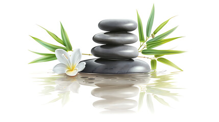 Gray Stones and Bamboo Leaves