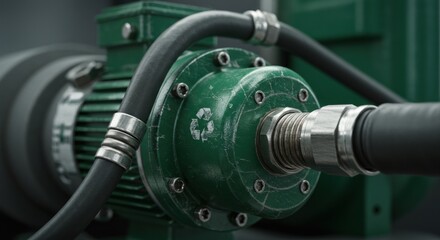 Industrial pump and motor system closeup