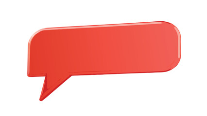 Illustration of a three dimensional red speech bubble with a glossy finish on a plain white background