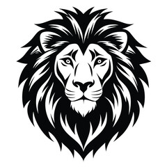 Obraz premium Bold, detailed lion head features a strong mane in striking black silhouette