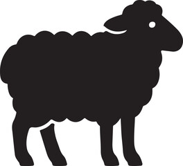 Black Silhouette Illustration of a Standing Sheep with Detailed Wool and Legs
