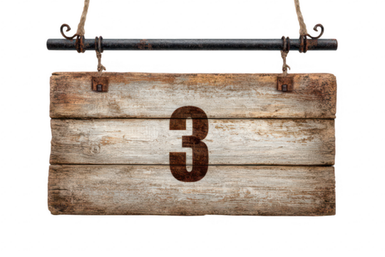 Wooden sign number three