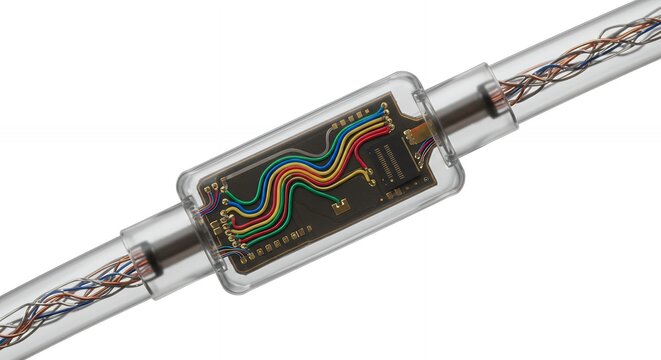 Electronic components in transparent housing