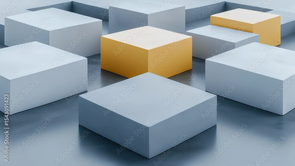 Poster gray and gold cubic structure background 3d rendered geometric blocks minimalist