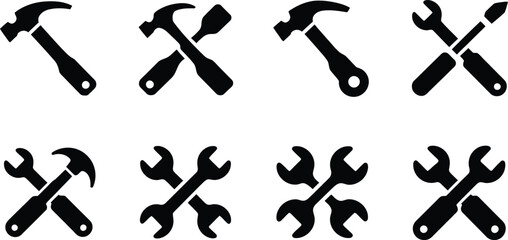 Simple Black and White Tool Icons Set
