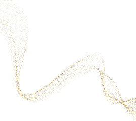 Abstract Shiny Gold Glitter Wave design element. Isolated PNG Design Element. Merry Christmas and Happy New Year Decoration.Transparent Background.  For invitation and greeting card BG 