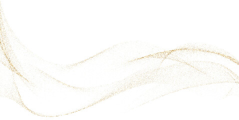 Abstract Shiny Gold Glitter Wave design element. Isolated PNG Design Element. Merry Christmas and Happy New Year Decoration.Transparent Background.  For invitation and greeting card BG 