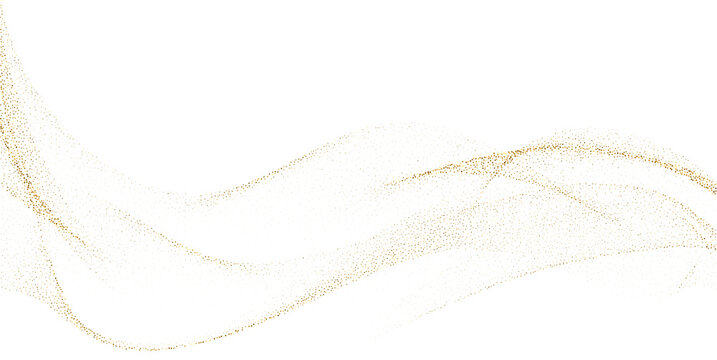 Abstract Shiny Gold Glitter Wave design element. Isolated PNG Design Element. Merry Christmas and Happy New Year Decoration.Transparent Background.  For invitation and greeting card BG 