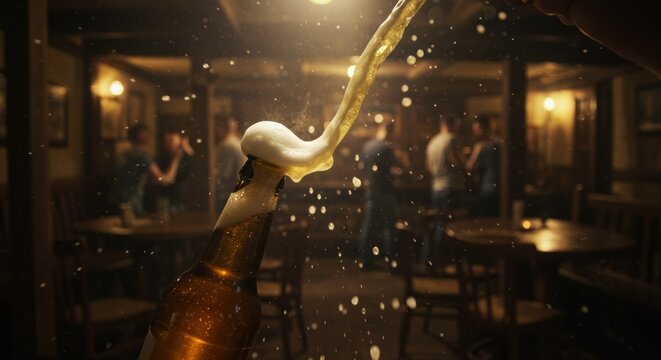 Diverse people gathering in dimly lit interior