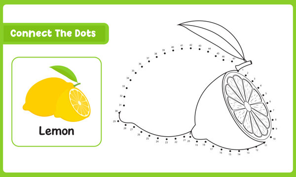 Connect The Dots Lemon. Dot To Dot Educational Game. Vector Illustration Adobe Stock