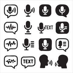 Collection of Simple Black and White Audio and Communication Icons.